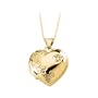 14K Yellow Gold 0.01 ct. Diamond Embossed Flowers Heart Locket with Chain