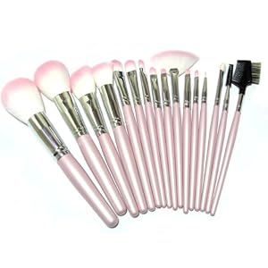 Pink Synthetic Vegan Makeup Brush Set 16 Pieces