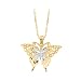 14K Two Tone Gold Butterfly Pendant with Chain