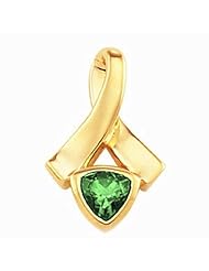10K Yellow Gold Trillion Cut Emerald Pendant -- LIFETIME WARRANTY