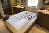 IMAGE OF Wallmonkeys Peel and Stick Wall Decals - Designer Bathroom with a Modern Tub and Tile Floor. - 60