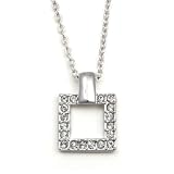 Platinum Plated Clear Crystal Square Fashion Necklace