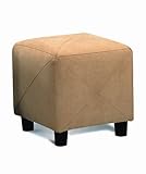 IMAGE OF Tan Cube Wrapped Microfiber Footstool / Ottoman