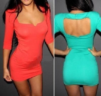 2013 new Royal New Green Women Party Evening 3/4 Sleeve Clubwear Sexy Tunic Dress (Red)