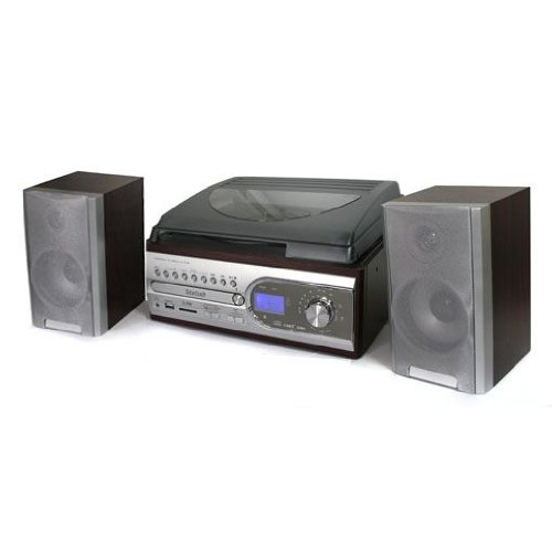 Vintage Design HiFi Stereoanlage mit Plattenspieler (USB- SD-Eingänge, CD MP3 Radio)