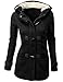 Womens Wool Blended Classic Pea Coat Jacket Black Medium