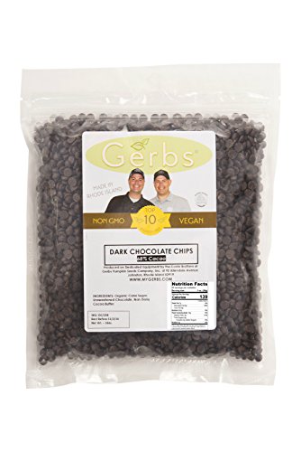 Dark Chocolate Chips (68% Cacao) by Gerbs - 2 LBS - Top 11 Food Allergen Free & NON GMO - Product of Canada - Vegan & Kosher