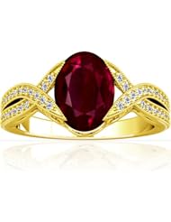 18K Yellow Gold Oval Cut Ruby Fana Designer Ring (GIA Certificate)