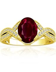 14K Yellow Gold Oval Cut Ruby Fana Designer Ring (GIA Certificate)