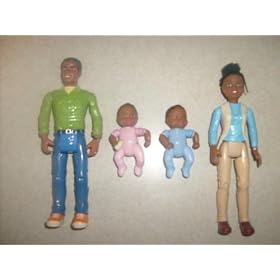 Fisher Price Loving Family Twin Time Dollhouse African American Dolls by Loving Family