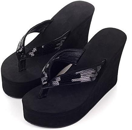 Hasgill Ladies Summer Platform Flip Flops Thong Wedge Beach Sandals Knotbow Shoes (37, 22)