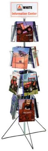 Rotating 16-Pocket Wire Magazine Rack with 2" Pockets and Wire Legs