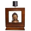 Buddha Head in a Square Frame with Candle
