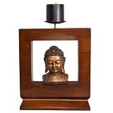 Buddha Head in a Square Frame with Candle