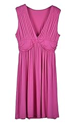 V-neck Cocktail Above the Knee Cotton Empire   Waistline Flowy Ruched Pleated  Dress