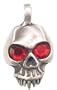 Giant Ruby Eyes Skull Pewter Pendant Necklace