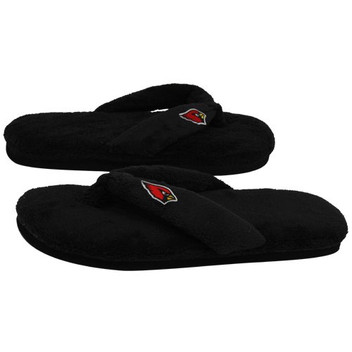 Arizona Cardinals Ladies Black Plush Thong Slippers (9/10)
