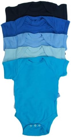 MoonTree Kids 5-Pack Bold Colors Bodysuit (Newborn, Boys Blues)