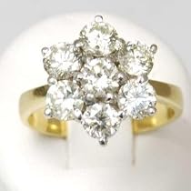 18ct Yellow Gold 2.38ct J-SI1 7 Stone Cluster Diamond Ring