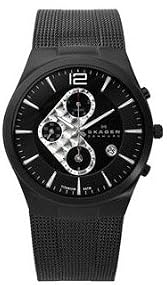 Skagen #906XLTBB Men's Black Titanium Mesh Band Chronograph Watch