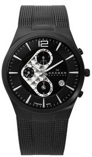 Skagen #906XLTBB Men's Black Titanium Mesh Band Chronograph Watch