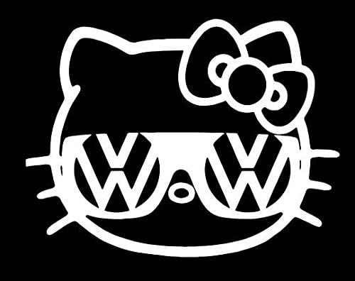 Volswagon Vw Sexy Hello Kitty Girls Import Euro Race Die-cut Vinyl Decal - Sticker 6" White