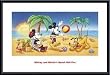 Art Poster Metal Framed Print - Mickey And Minnie's Beach Ball Fun - Artist: Walt Disney- Poster Size: 16 X 24