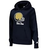 NCAA adidas Notre Dame Fighting Irish Ladies Navy Blue Helmet Patch Too Pullover Hoodie Sweatshirt (Large)