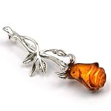 Baltic Honey Amber Sterling Silver Museum Collection Classic Flower Pin 19th Century