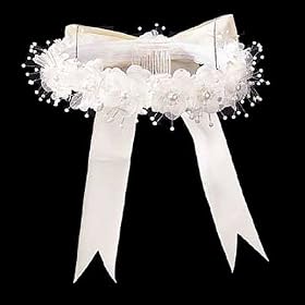 41qwxrrt3yL. SL500 AA280  Pageant Wedding Flower Girl IVORY Floral Headpiece Tiara