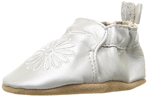 Robeez Girls' Metallic Mist Slip-On, Silver, 12-18 Months M US Infant