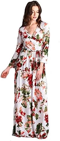 Fashion Coral Garden 365 Floral Rose Tea Party Wrap Maxi Gown Dress Plus (1X, Coral)