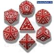 Runic Red/White 7-piece Dice Set