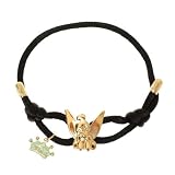 Disney Couture Jewelry - Yellow Gold Plated Tinker Bell Black Silk Cord Slider Bracelet