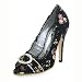 4.5 Inch Women's Casual Shoe Comfortable High Heel Pump Shoe Open Toe Decorative Fabric With Rhinestones