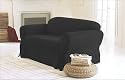 3 Pieces Solid Black Suede Couch/sofa Cover with Loveseat and Chair Slipcover