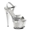 6 1/2 Inch Sexy High Heel Shoes Textured Platform Sandal Shoes Open Toe Ankle Strap Silver