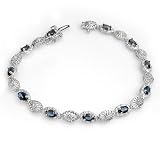 Genuine 4.82 Ctw Sapphire and Diamond Bracelet 10k Gold