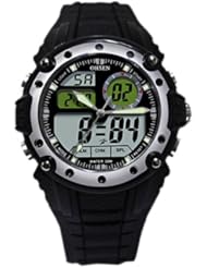 OHSEN YI-AD1210-1 LCD Dual Core Date Alarm Stopwatch Rubber Men Lady Sport Watch Black