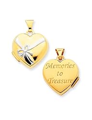 14k Gold 15mm Heart Rhodium Special Moments Locket