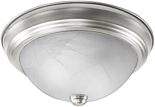 Luna Collection 2 Bulb Flush Mount Ceiling Light Fixture, Brushed Nickel
