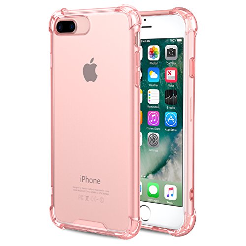 iPhone 7 Plus Case - MoKo Shockproof Flexible TPU Bumper Anti-Scratch Rigid Slim Protective Cases Clear Back Cover for iPhone 7 Plus, Light PINK