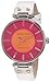 Anne Klein Women's 10/9987MAWT Leather Orange And Magenda Dial Silver-Tone White Leather Strap Watch