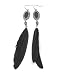 Silvertone Black Feather Dangle Fashion Earrings