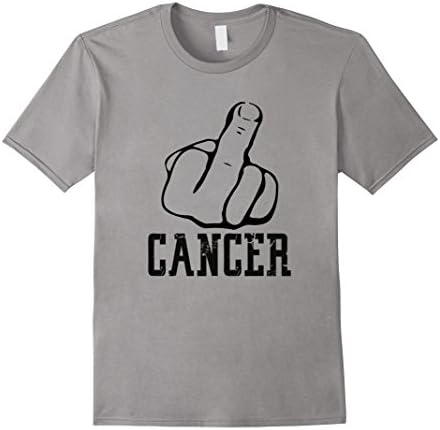 Men's Fuck Cancer Shirt - Big Middle Finger In The Air To Cancer XL Slate