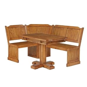 Corner Bench with Rectangular Dining Table (Cottage Oak) (85\”H x 37\”W x 23\”D)