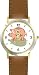 Piggy Bank - Pig Animal - WATCHBUDDY® DELUXE TWO-TONE THEME WATCH - Arabic Numbers - Brown Leather Strap-Size-Large ( Men's Size or Jumbo Women's Size )