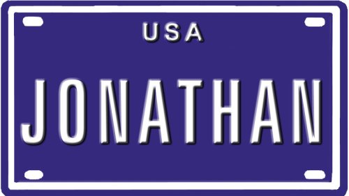 JONATHAN USA BIKE LICENSE PLATE. OVER 400 NAMES AVAILABLE. TYPE IN NAME