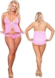 Plus Size Sexy Pink Leopard Flyaway Babydoll Lingerie Set