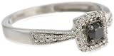 Sterling Silver Black and White Diamond Square Top Promise Ring (1/4 cttw, I-J Color, I3 Clarity)